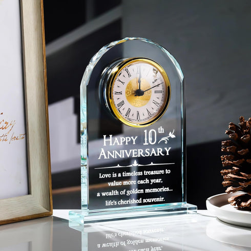 10 Year Anniversary Glass Clock Gift